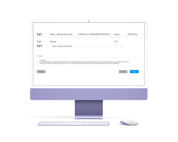 Beispiel-DKIM-Record in einer DNS-UI