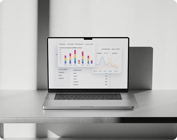 Laptop with DMARC dashboard